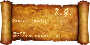 Kunszt Gyula névjegykártya